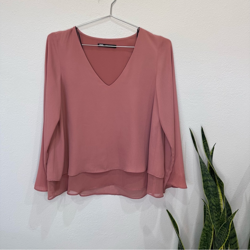 Zara Mauve double layer Blouse